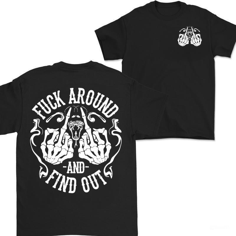 Skeleton-Hand Graphic Tshirt Hoodie 2Sides, Funny Fck Around n Find Out Hoodie Tshirt, Casual Funny 