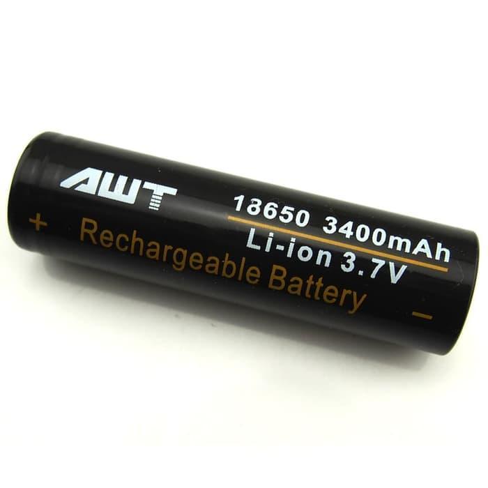 "New" Battery AWT 18650 3400mah Black Hitam Batre Baterai