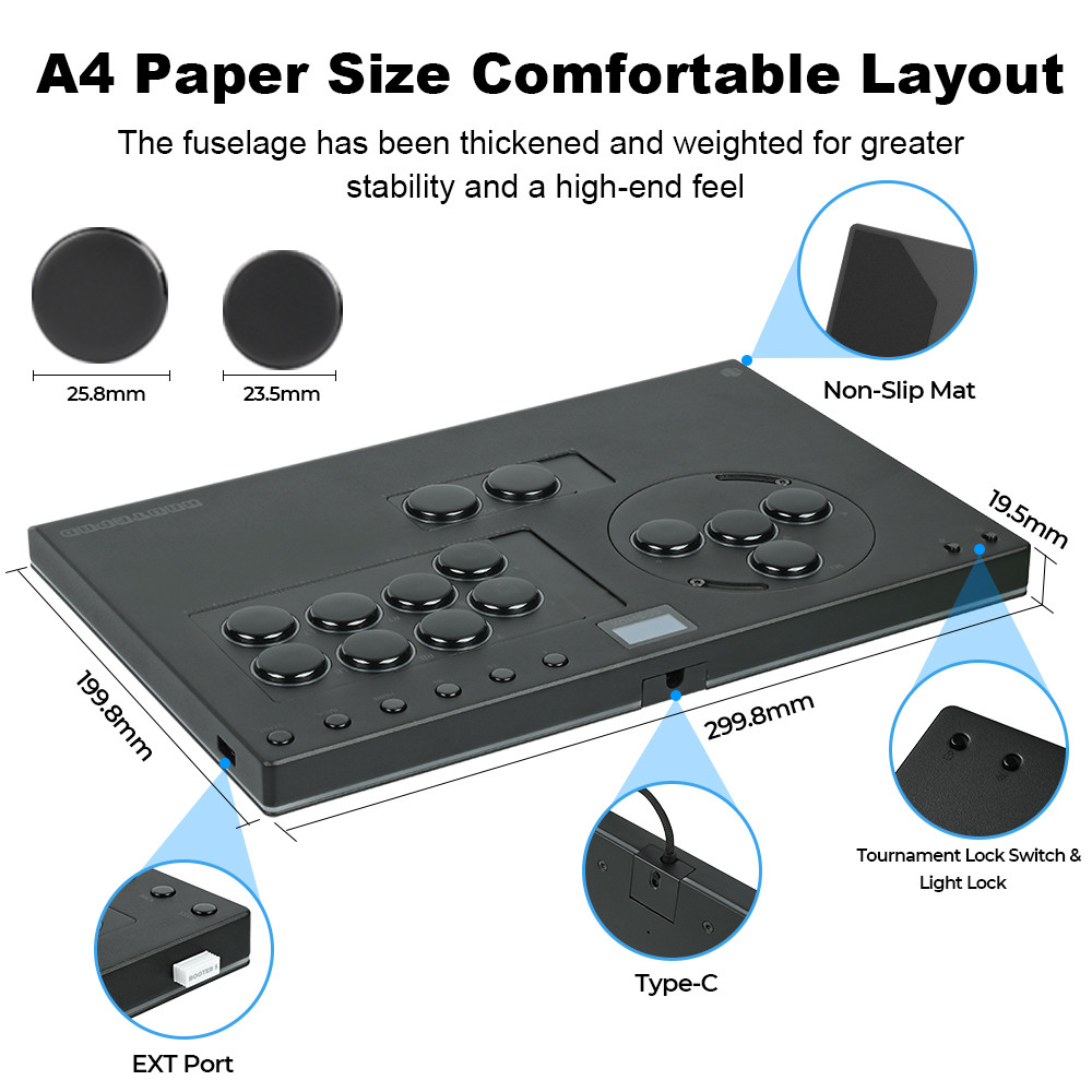 Haute42 X-Move Aluminium Alloy Hitbox Leverless Controller Stickless Fightstick For PC/PS4/PS5