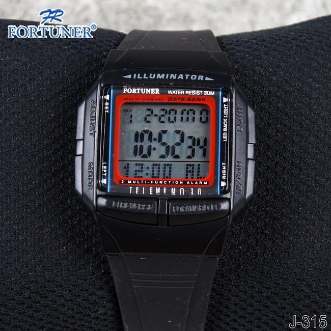 Fortuner Jam Tangan Digital Wanita Hitam Merah Water Resistant Avery