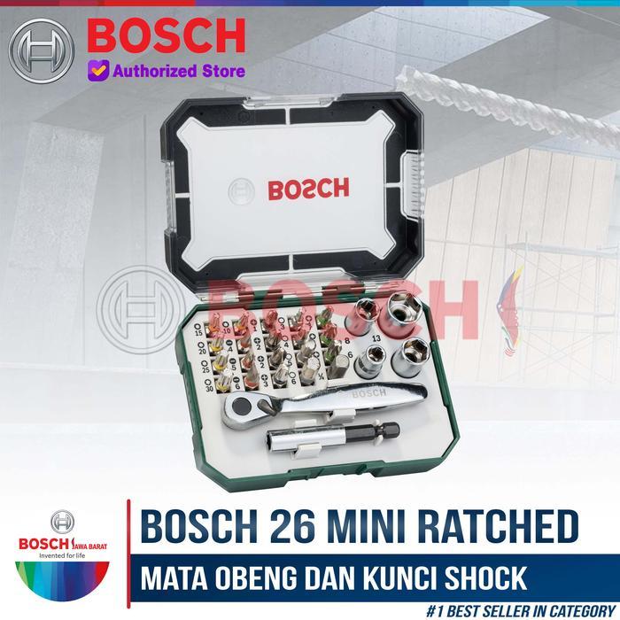 Mata Obeng dan Kunci Shock Set Bosch 26 PCS Screwdriver Bit Set Ratchet EH SD Set 26PCS
