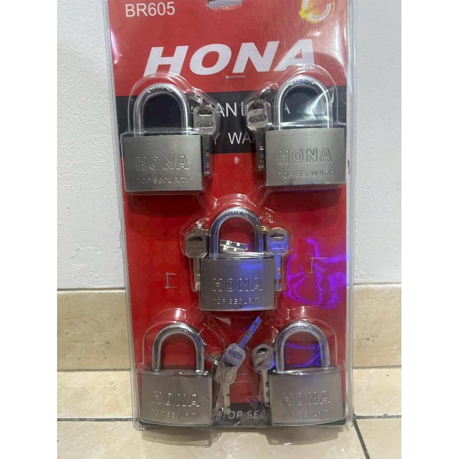 GEMBOK MASTER KEY HONA 60MM ( 5PCS ) / GEMBOK MASTER KEY SET KUNCI PINTU PAGAR RUMAH