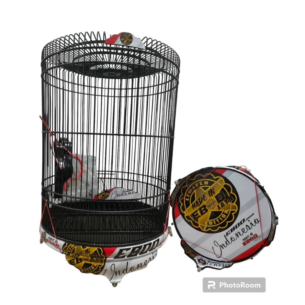 Sangkar Murai Ebod No2 Decal PVC Klem Koper Motif Putih Merah Premium