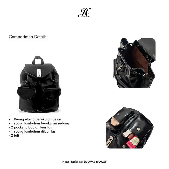 Top Jims Honey - Hana Bag - Tas Ransel Korea Wanita Backpack Kulit Sekolah Serut Cewek