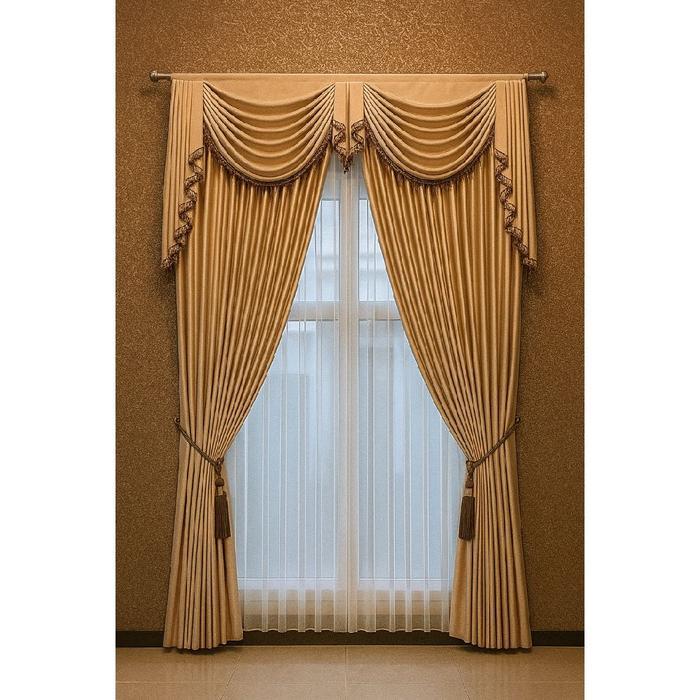 gorden poni gelombang spanyol bahan blackout 85% lebar 2 meter mewah murah untuk pintu atau jendela