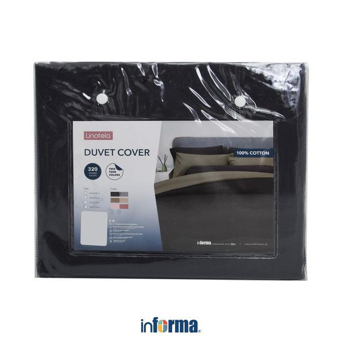 Informa Linotela 240X210 cm Duvet Cover Two Tone - Hitam/Abu-Abu Sarung Selimut Pelindung Tempat