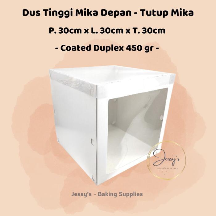 Thebest- Dus Box Kotak Kue Cake Tinggi Mika 30 x 30 x 30 Putih Polos