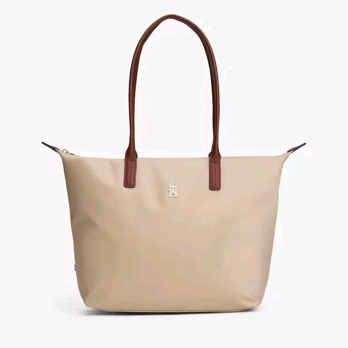 Tommy Hilfiger Th Monogram Tote Bag Wanita - Cream