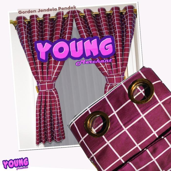 tirai Jendela-Hordeng Jendela Pendek Kamar-Gorden Jendela Pendek Smokring 10 Motif Kotak Tali