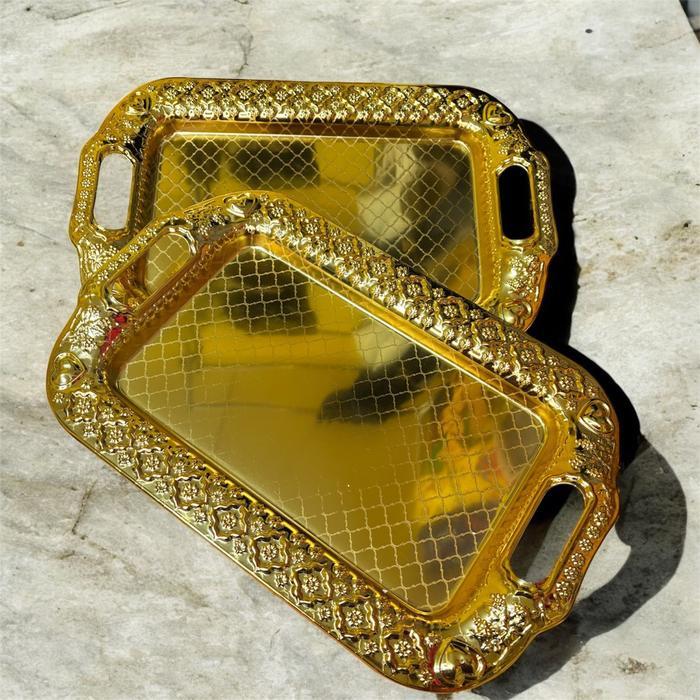 Paket Nampan Dan Gelas Zam Zam Isi 12 Gelas Cucing Untuk Air Zam Zam Gelas Mini Nampan Gold