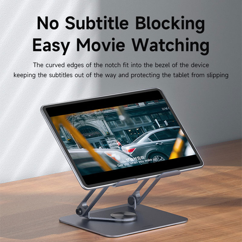 Hagibis 360 Rotating Tablet Stand Adjustable Tablet Holder Dual Rod Support Aluminum Foldable Cradle