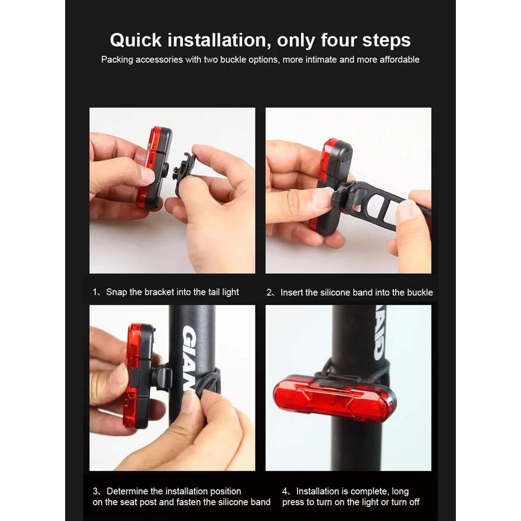Waterproof LED Bike Light USB Rechargeable Bicycle Tail Safety Warning Light Bicycle Light Bicycle