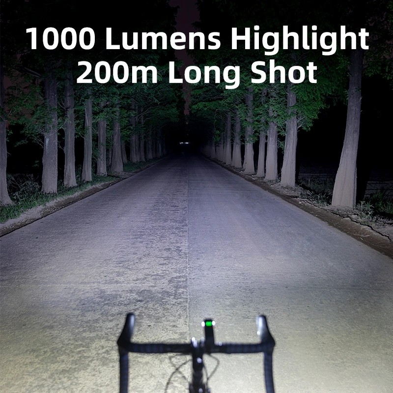 ROCKBROS 1500 Lumen Bicycle Headlight 5500mAh Bike Front Light Flashlight Type-c Charging Waterproof