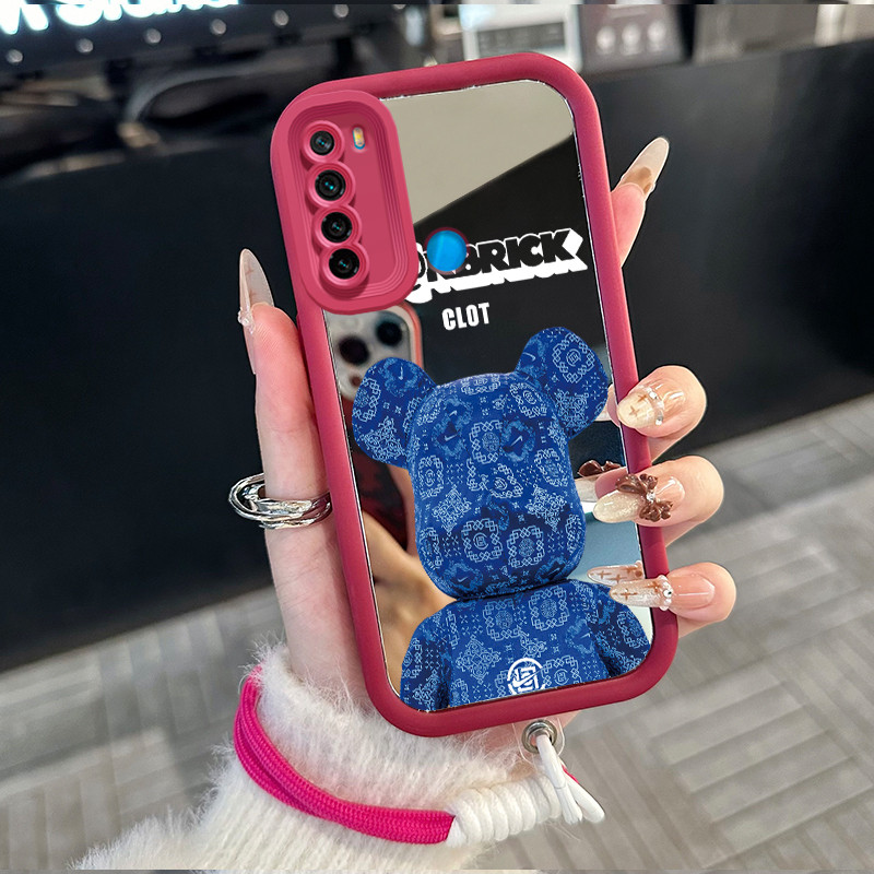 Casing Hp untuk Xiaomi Redmi Note 8 Note 8T Case Casing beruang pola Silikon Softcase Kasing HP tali