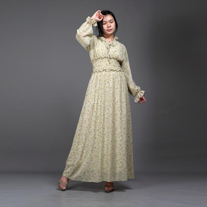 Okechuku Shalma Long Dress Natal Baju Natal Gaun Panjang Wanita Hijau