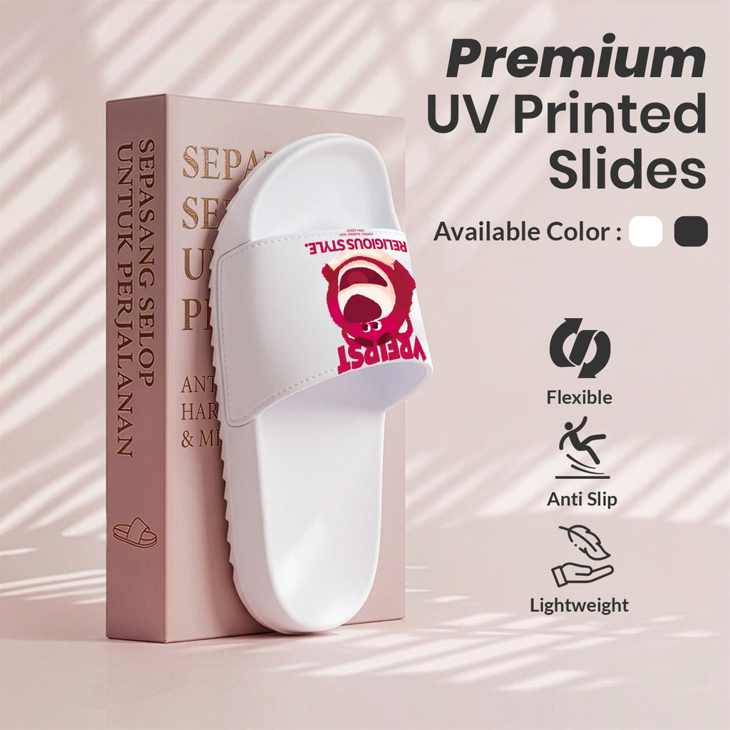 Sandal Sendal Wanita Kartun Beruang Lotso Kartun Fleksibel Premium Nyaman dipakai Anti bakteri Elega