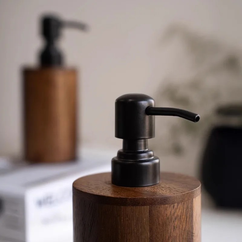 Luxury Walnut Wood Press-type Lotion Dispenser Empty Bottle Hotel Soap Liquid Dispenser Sink Lotion