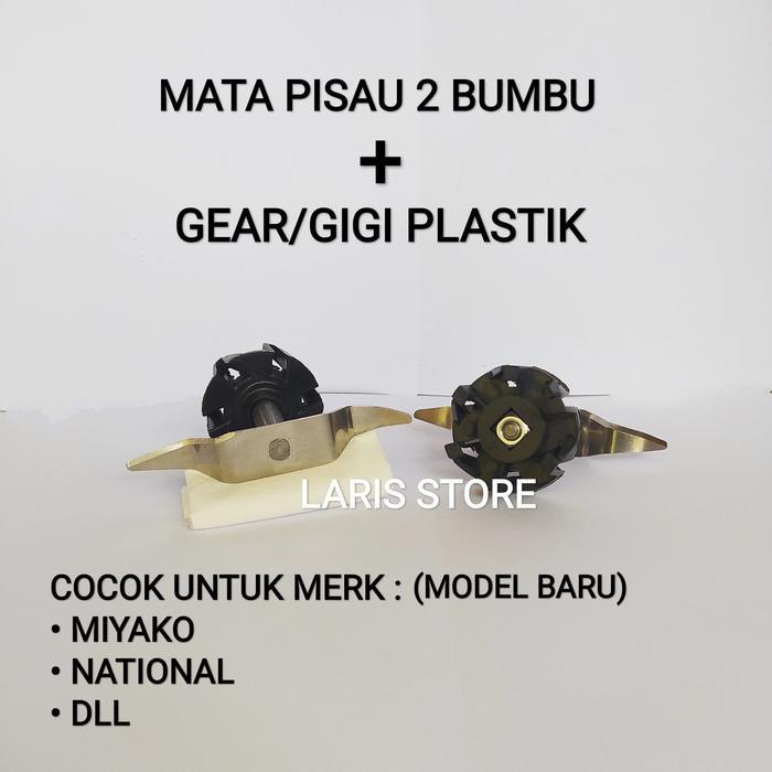 Mata Pisau 2 Bumbu + Gear Plastik Blender Miyako National Model Baru