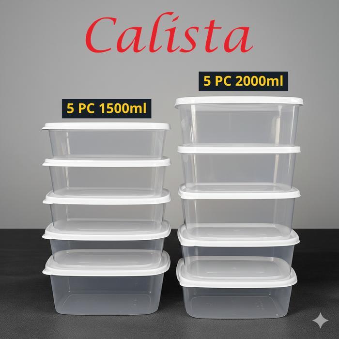 Calista Toples Kotak Plastik Calista Rumoi Bening Sealware Toples Set Isi 6 Pcs (1500Ml) Food