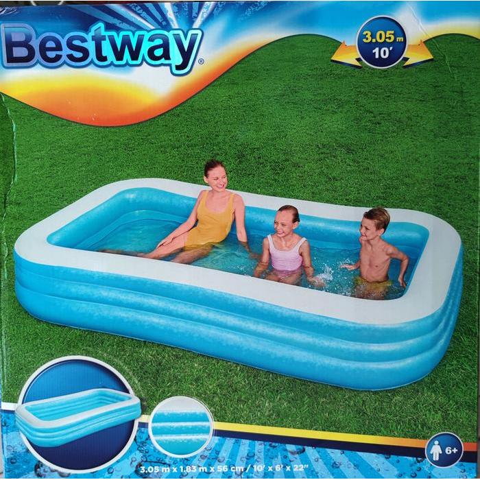 KOLAM RENANG ANAK 3METER BESTWAY DELUXE BLUE RECTANGULAR FAMILY POOL