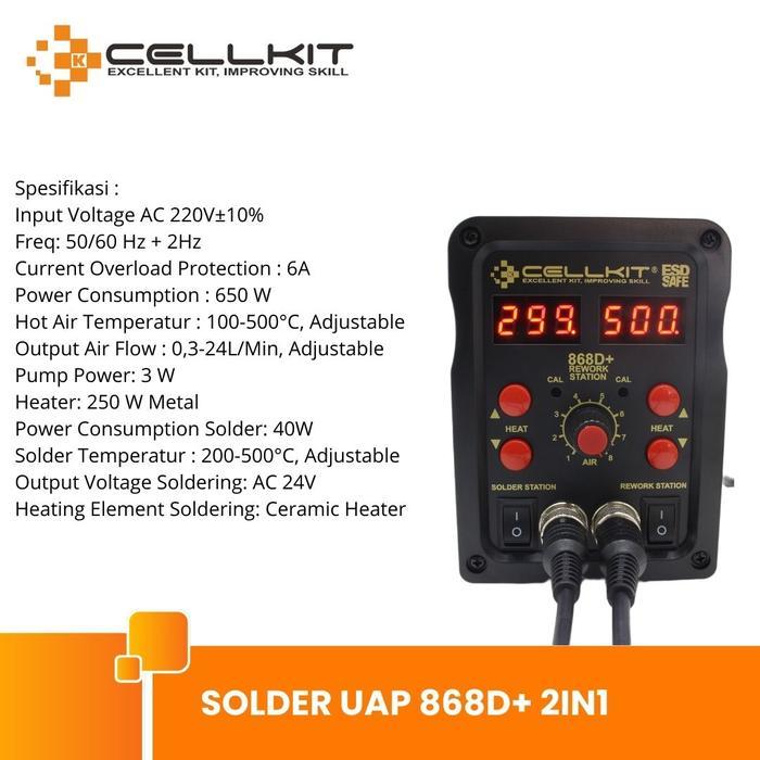 CELLKIT SOLDER UAP - BLOWER - HOT AIR GUN DIGITAL 2IN1 868D+