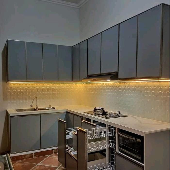 PROMO MURAH Kitchen Set Aluminium Tahan Lama Anti Rayap Tahan Air Laci Pintu Geser Quadra Top Table
