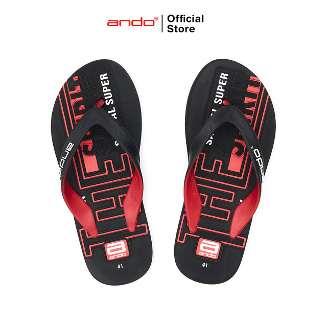 Ando Official Sandal Jepit Cinabar-Le Pria Dewasa - Hitam/Merah