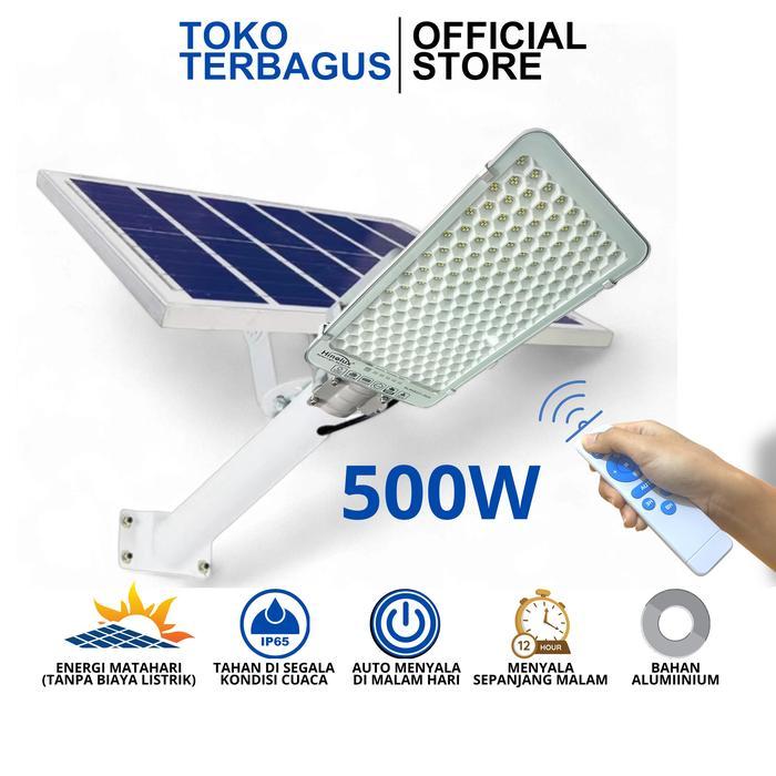 [] Lampu Solar Cell Panel Surya PJU Tenaga Matahari LED 500W SNI Hemat Putih Sensor