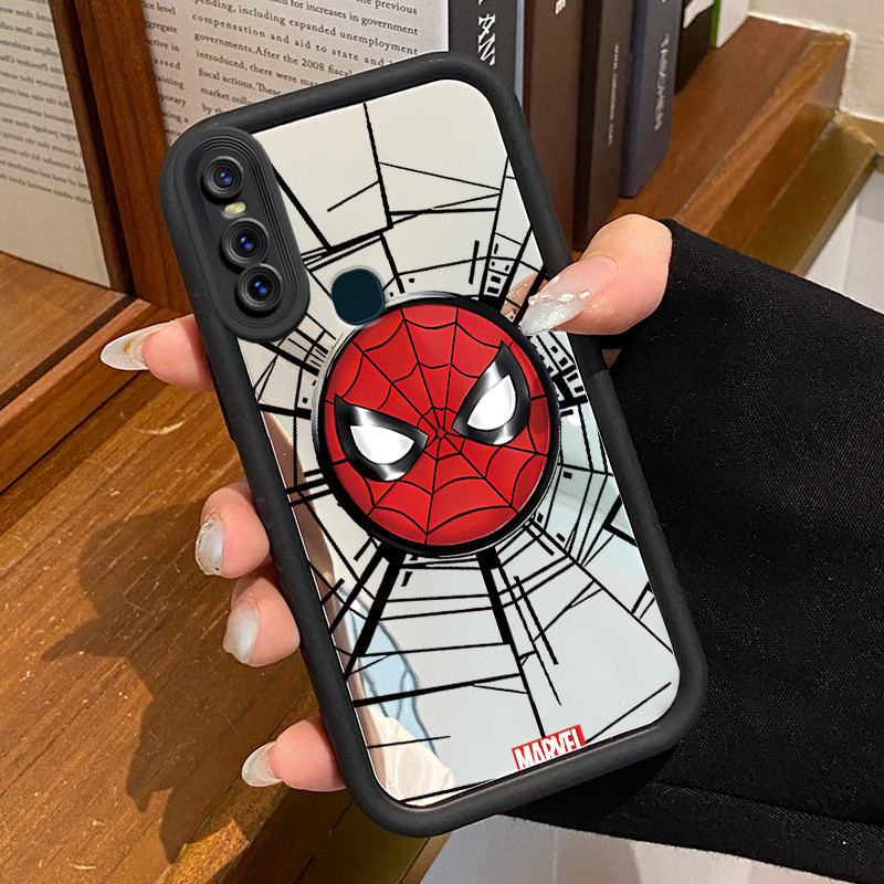 Casing Hp VIVO V15 Case Topeng laba-laba merah kartun  Mirror Kasing silikon cocok pria dan wanita C