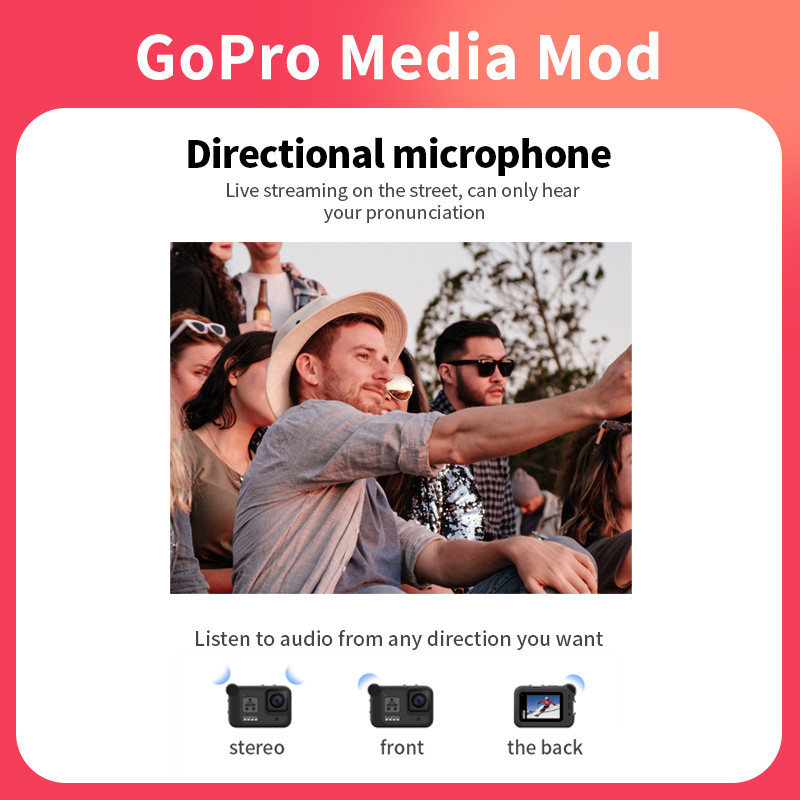 GoPro Media Mod Frame for HERO8 Black Action Camera Vlog Live Go Pro Original Light Display