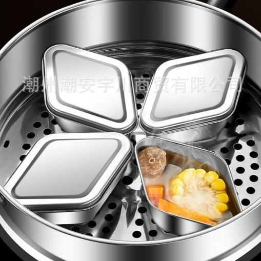 Mangkok Kukus Dengan Tutupan Stainless Foodgrade Food Steamer Tahan Panas Anti Karat Kitchenware