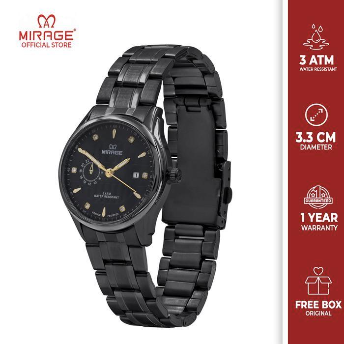 TERBARU Mirage Watch - Jam Tangan Mirage Analog Wanita Full Hitam 8802 L Klasik Tanggal Aktif Tahan