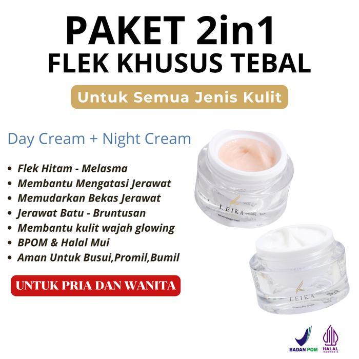 Paket 2in1 Leika skincare krim penghilang flek hitam original Bpom Halal Mui Cream Khususu Flek