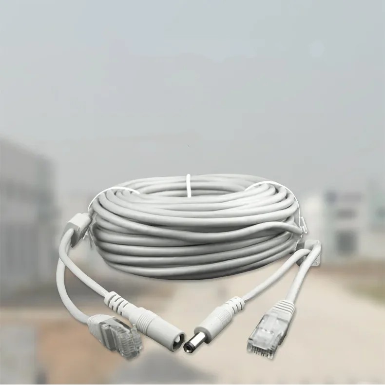 CCTV RJ45 Cable Ethernet Surveillance Camera DC Power Cat5 Internet Network LAN Cord POE IP Camera W