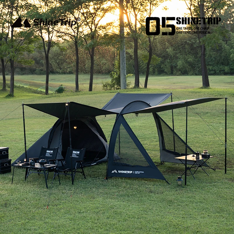 ShineTrip Tunnel Camping Tent Shade Sun Protection Camping Tent Large Space Oxford Cloth Tunnel Tent