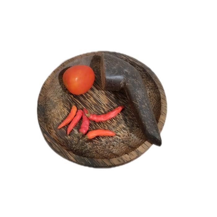 Satu set cobek+ulek kayu aren 19cm,cobek kayu aren,cobek dan ulek kayu aren Peralatan Dapur