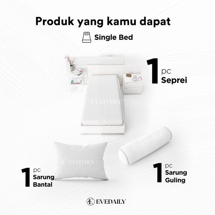 Bedcover Set Motif Theresia - Bunga - Putih - Mewah - 90X200 - 200X200 - Evedaily