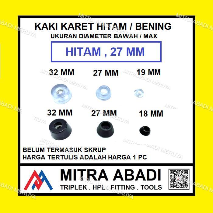 Kaki karet Alas Kaki Meja Kursi Lemari Hitam 27 mm