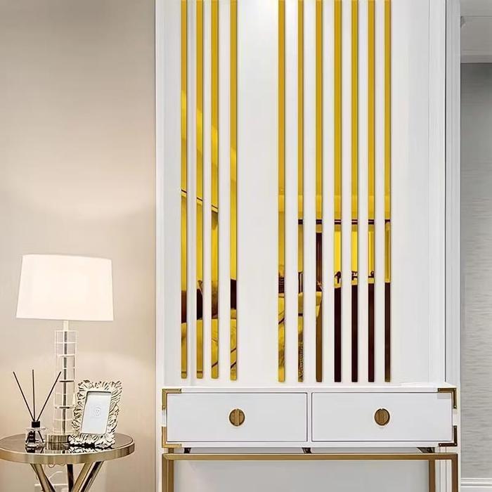 Rumadeco List Plat Strip Roll Mirror Gold Mirror Wall Moulding Stiker Dekorasi Dinding Lantai