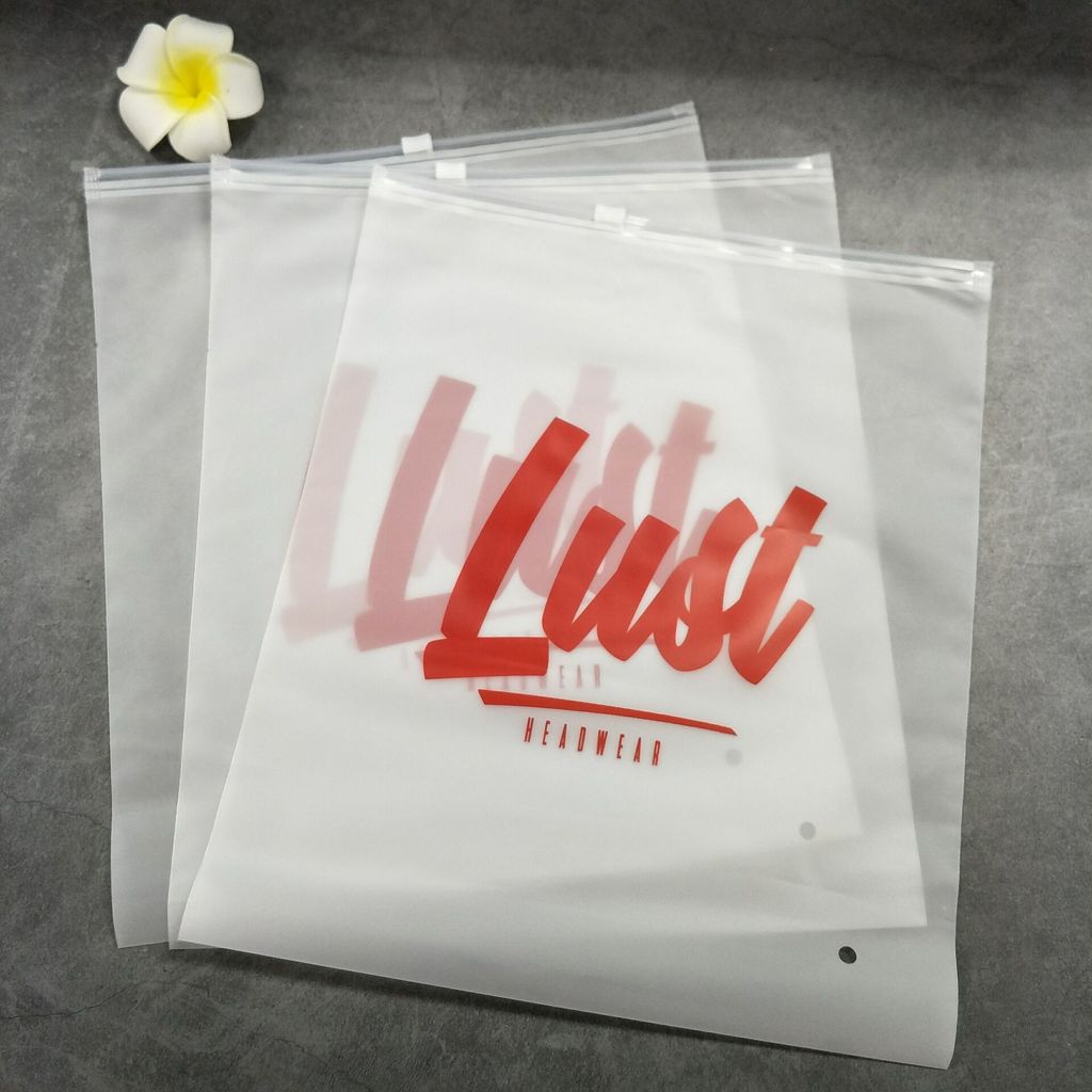 Custom logo printed matte frosted ziplock bags pvc zip lock packaging bags for clothing T Shirt