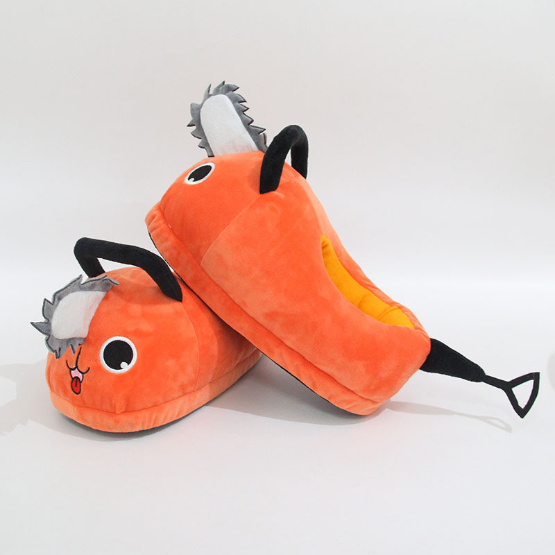 Anime Chainsaw Man Pochita Plush Slipper Pochita Women Chainsawman Shoes Adult Orange Dog Stuffed