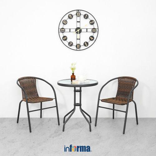 Thebest- Informa - Colorado Set Kursi & Meja Teras - Cokelat