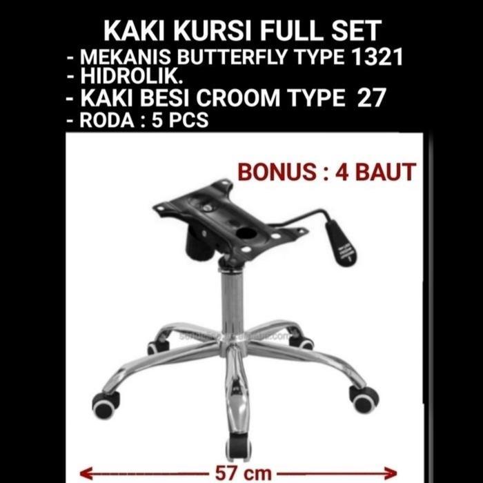 Kaki Besi Kursi Kantor, Kaki Besi Chrome + Hidrolik + Penutup Hidrolik