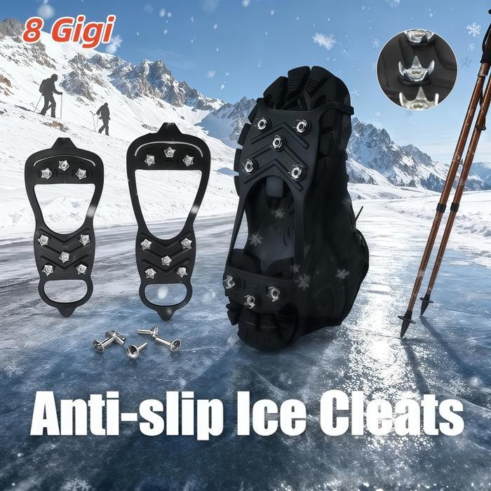 SALE 2PCS Alas Sepatu Anti Slip /8 Gigi Alas Sepatu Mendaki /Alas Sepatu Paku Anti Slip /Sol Sepatu