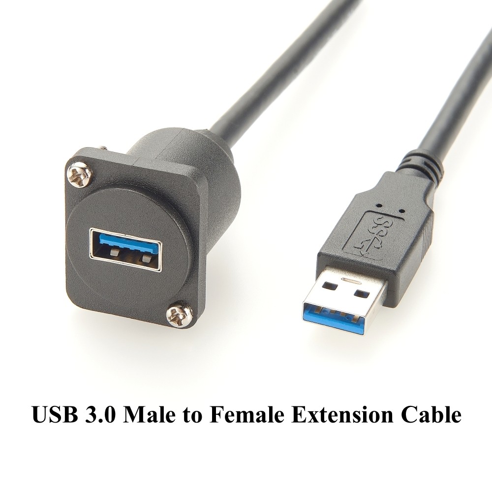 D Type USB 3.0 Male to Female Extension Cable Type A XLR Panel Mount Convertor USB A Pass Through