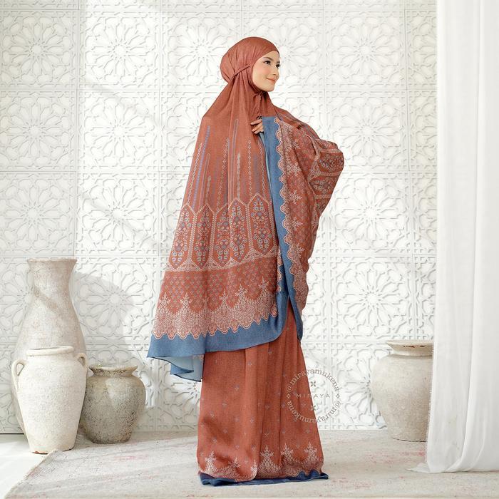 Mukena Travel Printing Miraya Frilly Brique