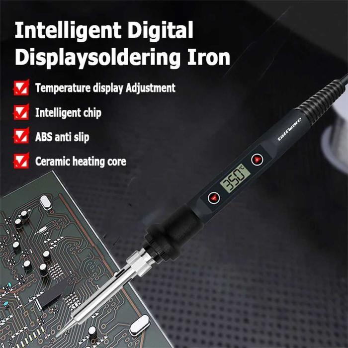Solder Listrik Set Lengkap Taffware 908V Soldering Iron Kit 80W 220V 10in1 LCD Digital Solder Iron