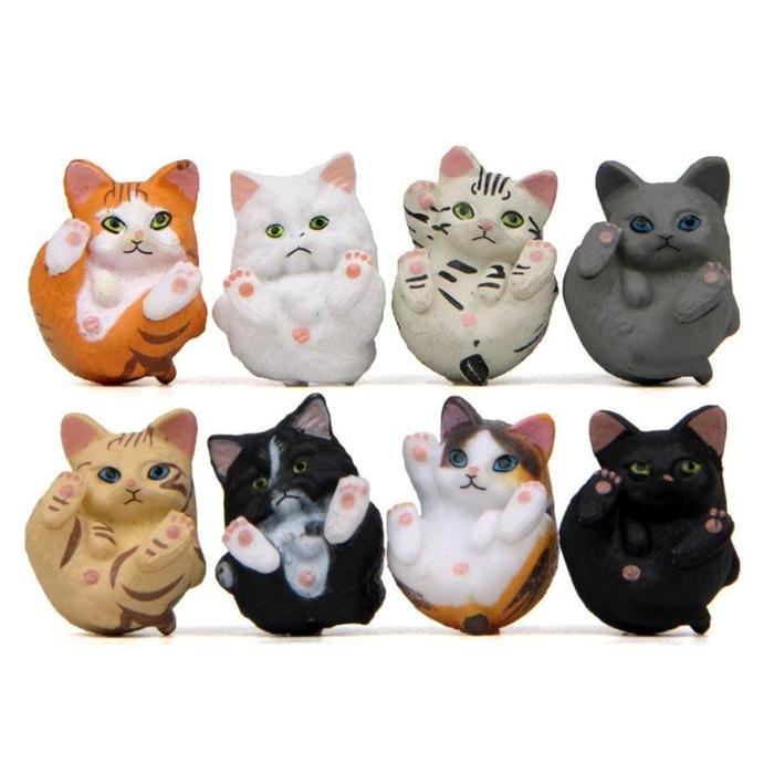 Kucing Figur Mini Anime Lucu 8 Buah/Set Boneka Mainan Dekorasi kue