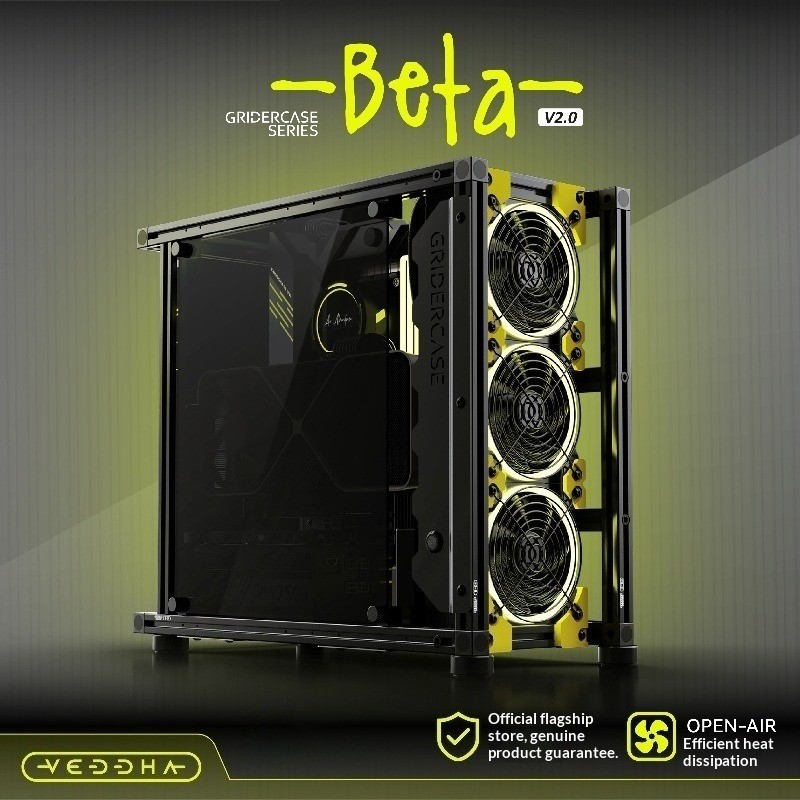 VEDDHA Beta V2.0 Luxury Edition - Open Frame ATX Case, Full Aluminum for Custom DIY Water Cooling &