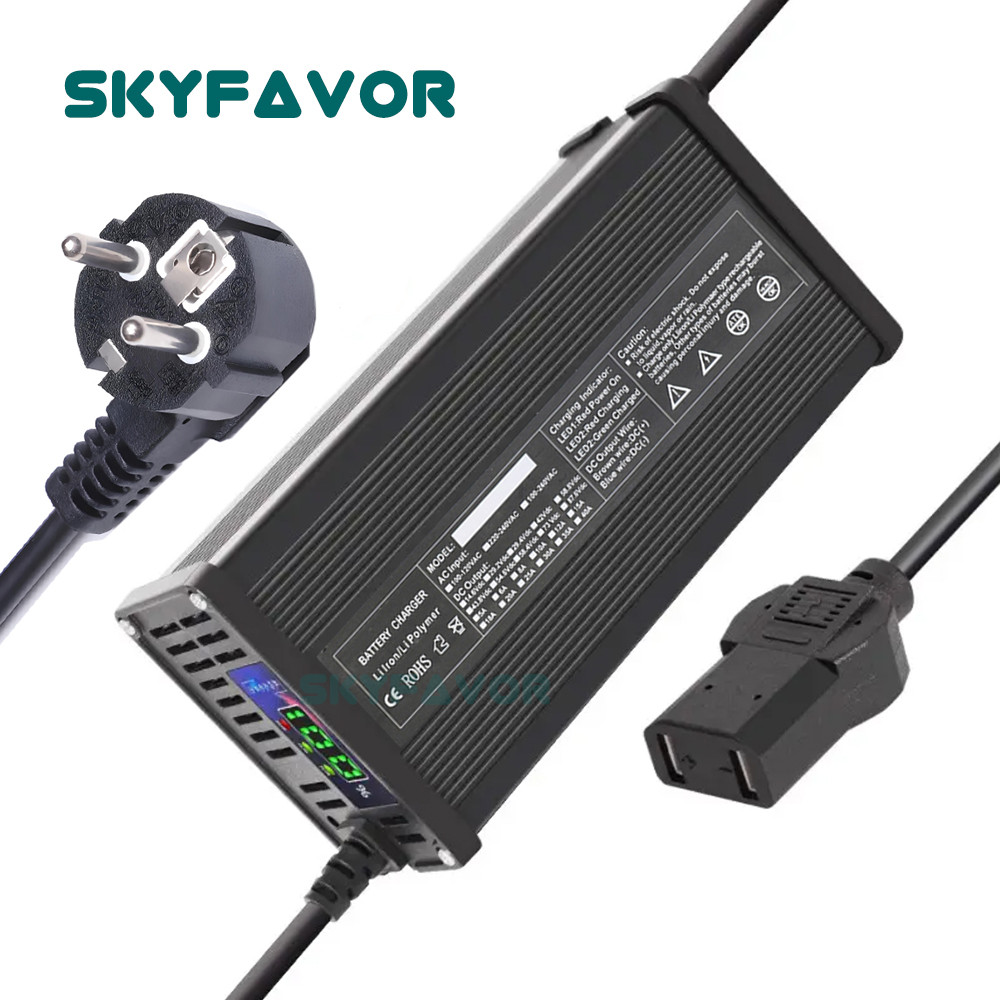 Automatic Smart Electric 72V 84V 10A Lithium Ion Battery Charger with LCD Display DC Port